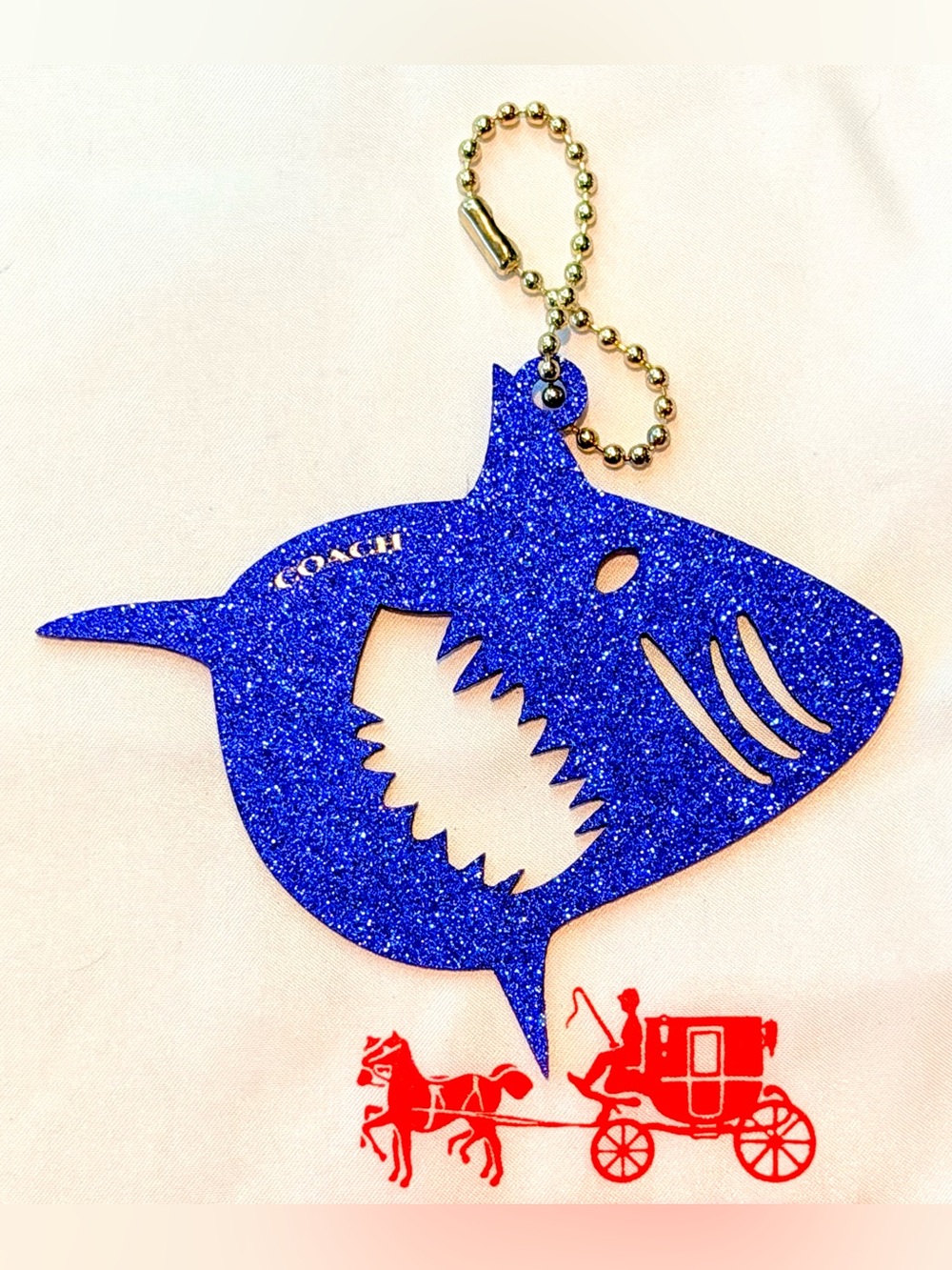 RARE Authentic COACH “BlueSharky" Glitter Resin Bag Charm-Limited Edition-New